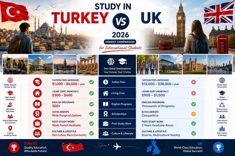 Study in Turkey vs UK 2026: Honest Comparison for International Students